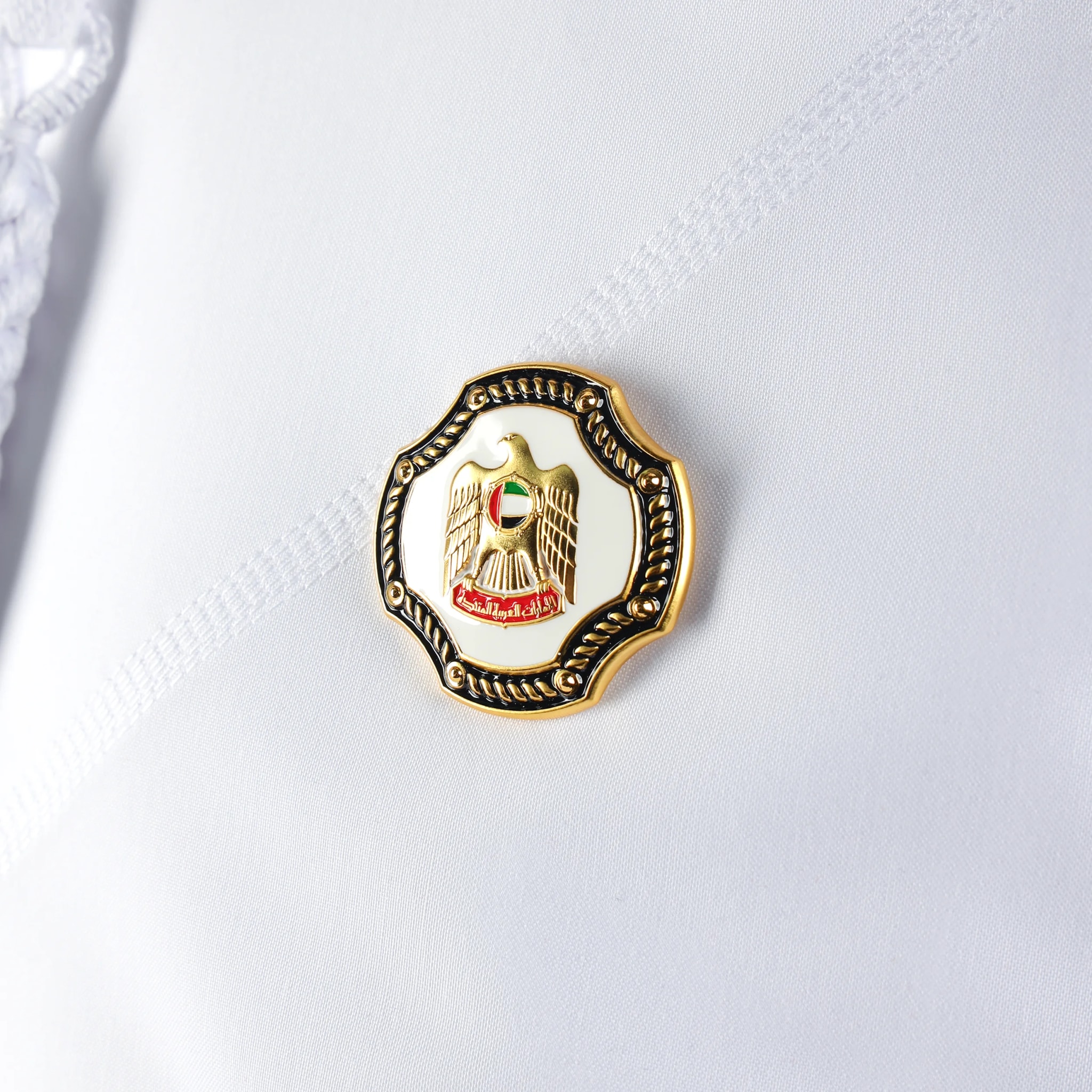 UAE State Emblem Pin — Gold & Black Rope Frame