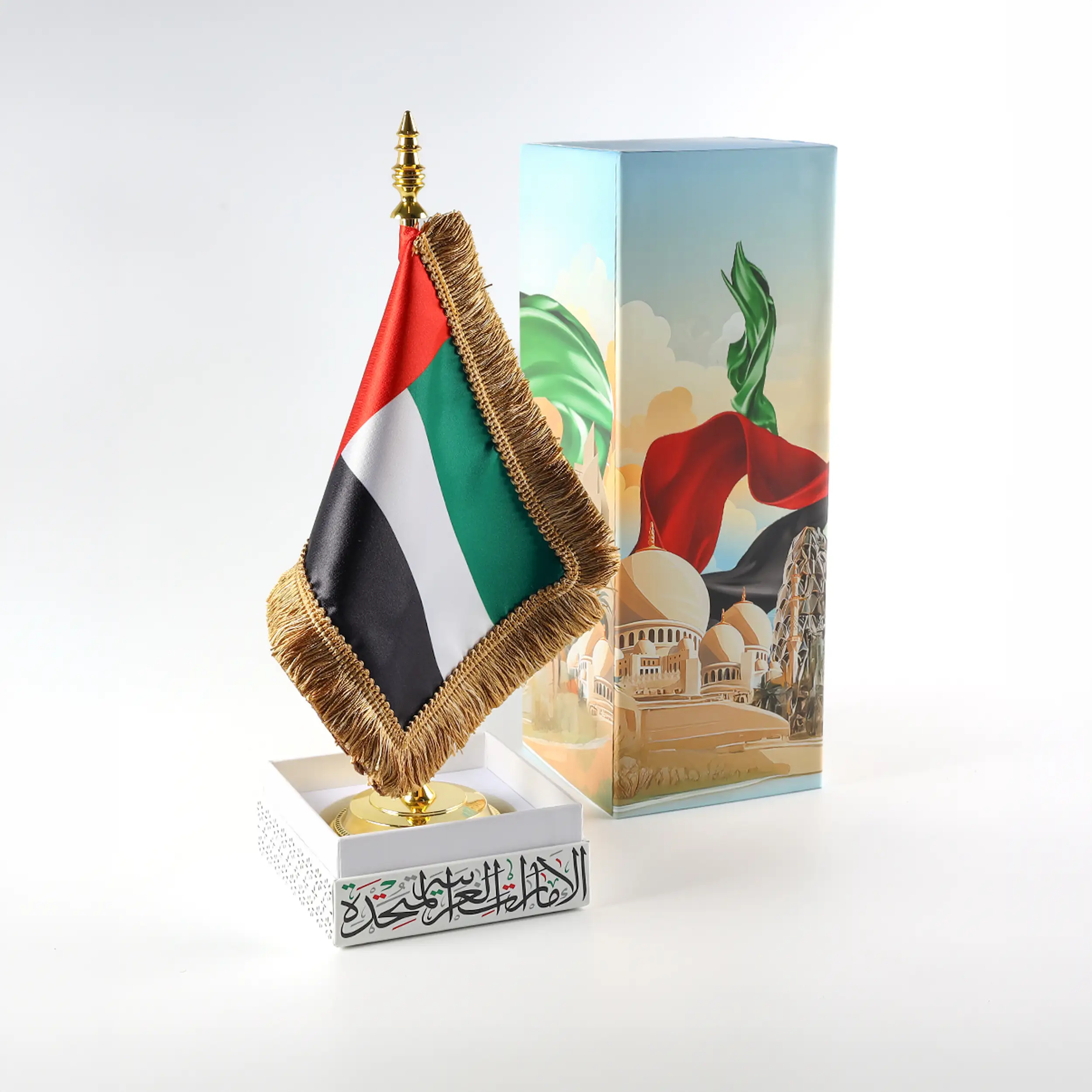 UAE Desk Flag with Base — 32 cm